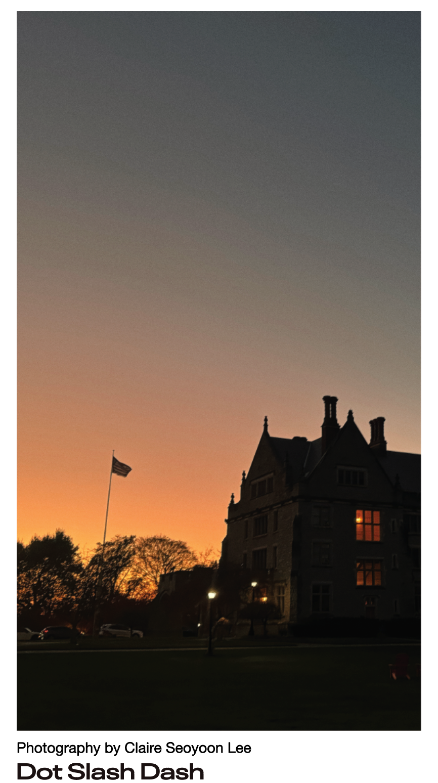 Sunset photograph with the credit Photography by Claire Seoyoon Lee and Dot Slash Dash